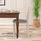 VECELO Rustic Wooden Dining Chairs, Rubber Wood Kitchen Chairs with Padded Seat & Elegant Hollowed Backrest, Gray