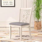 VECELO Rustic Wooden Dining Chairs, Rubber Wood Kitchen Chairs with Padded Seat & Elegant Hollowed Backrest, Gray