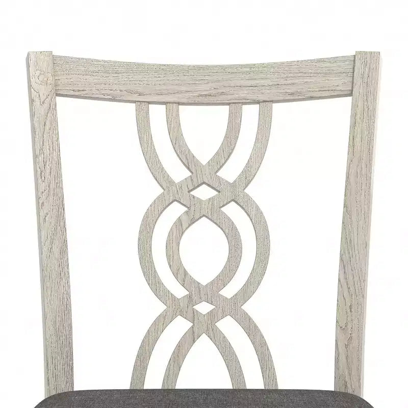 VECELO Rustic Wooden Dining Chairs, Rubber Wood Kitchen Chairs with Padded Seat & Elegant Hollowed Backrest, Gray