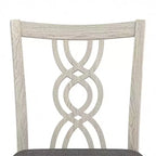 VECELO Rustic Wooden Dining Chairs, Rubber Wood Kitchen Chairs with Padded Seat & Elegant Hollowed Backrest, Gray
