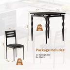 Dining Table Set for 2, 3 Piece Dining Table and Chairs Set of 2, Dining Table Set with Spiral Table Legs for Small Spaces