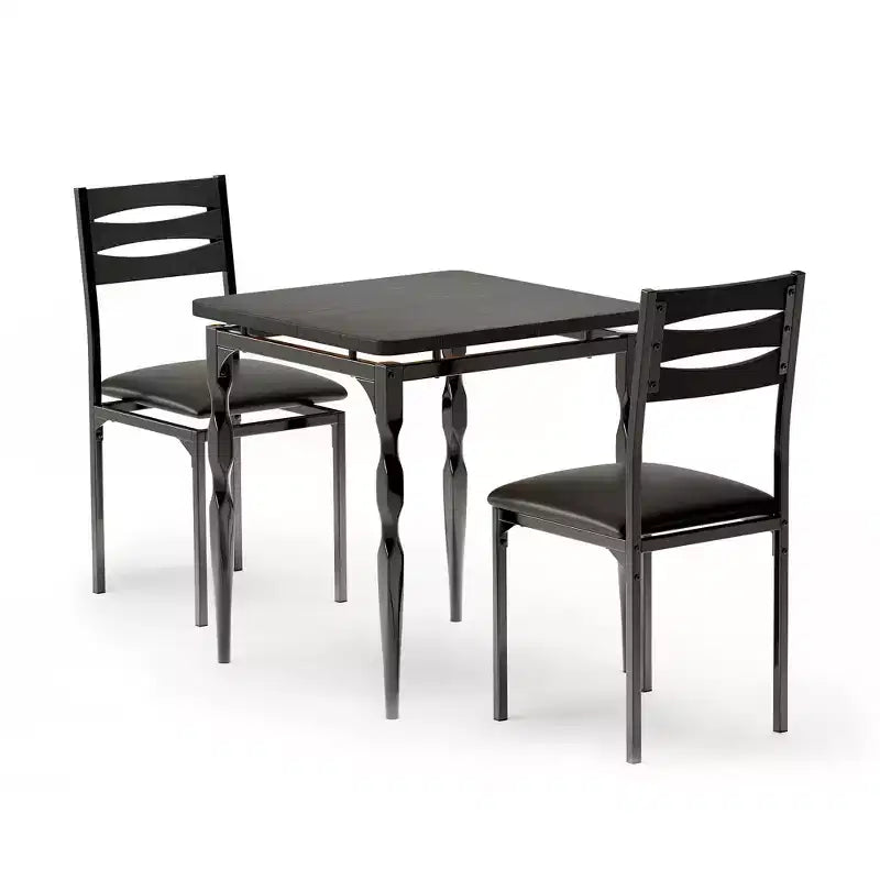Dining Table Set for 2, 3 Piece Dining Table and Chairs Set of 2, Dining Table Set with Spiral Table Legs for Small Spaces