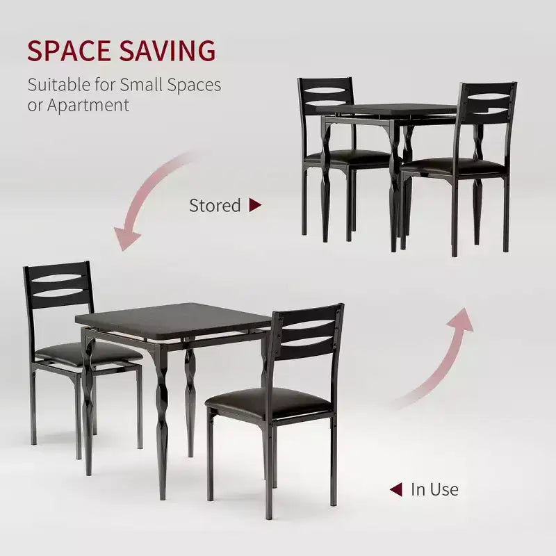 Dining Table Set for 2, 3 Piece Dining Table and Chairs Set of 2, Dining Table Set with Spiral Table Legs for Small Spaces