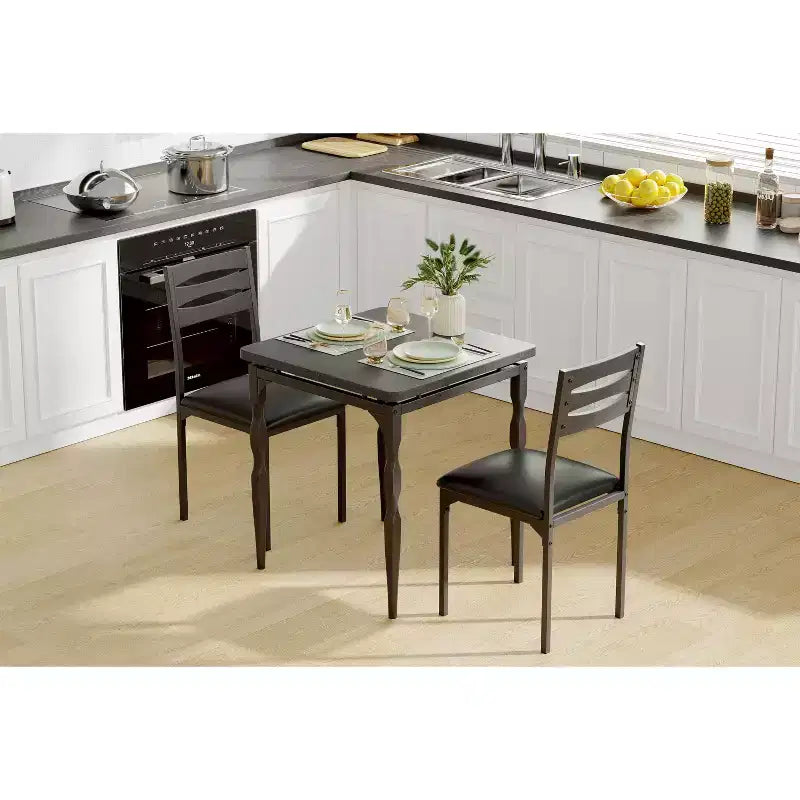 Dining Table Set for 2, 3 Piece Dining Table and Chairs Set of 2, Dining Table Set with Spiral Table Legs for Small Spaces