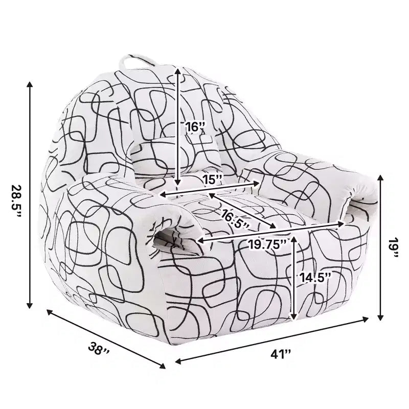 FERPIT Lazy Sofa Chair Upholstery with High-Density Foam, Plush Bean Bag Chair with Armrests for Living Room, Bedroom