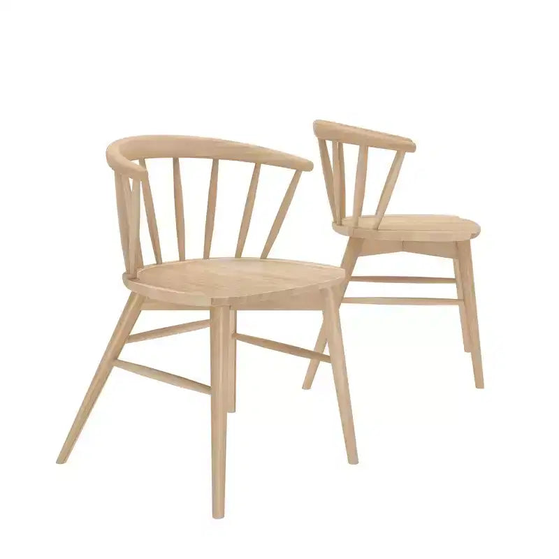 Plank+Beam Set of 2 Dining Chairs, Solid Wood Kitchen Chair