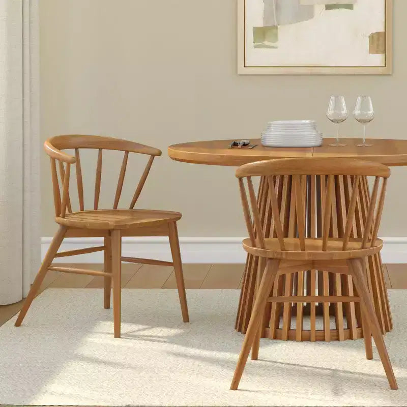 Plank+Beam Set of 2 Dining Chairs, Solid Wood Kitchen Chair