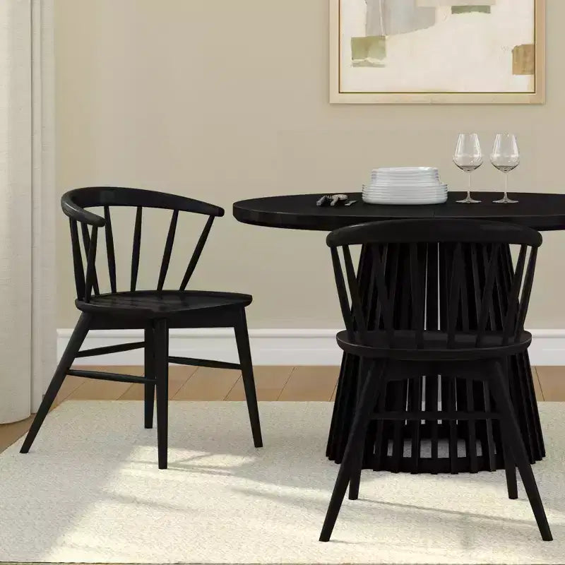 Plank+Beam Set of 2 Dining Chairs, Solid Wood Kitchen Chair