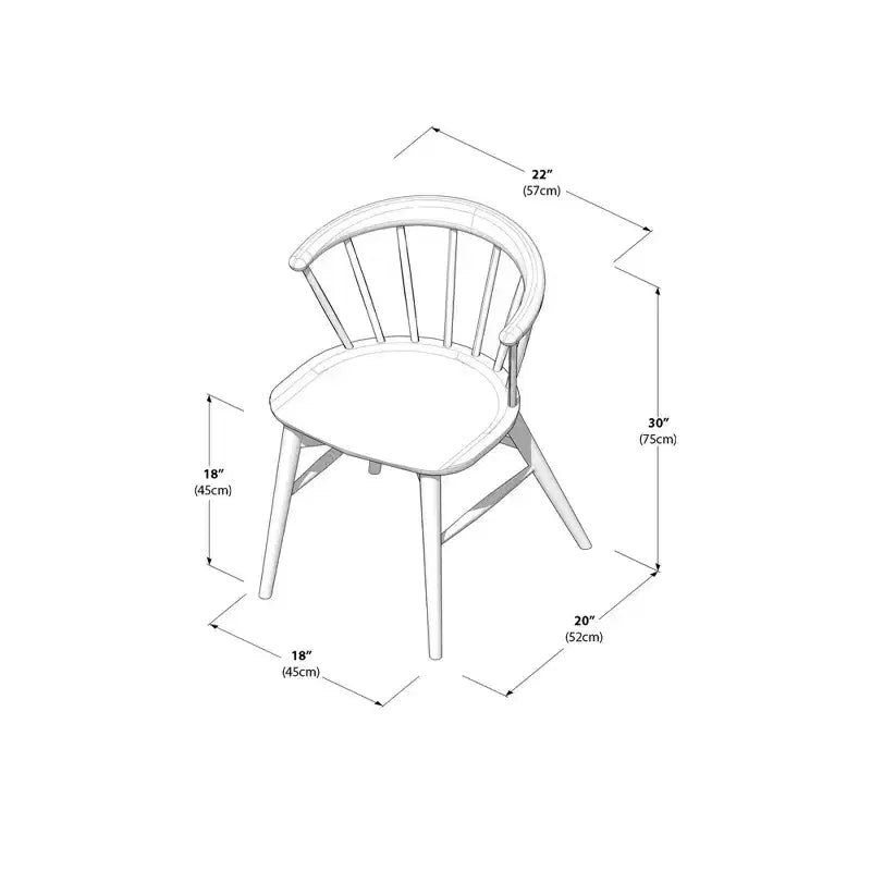 Plank+Beam Set of 2 Dining Chairs, Solid Wood Kitchen Chair