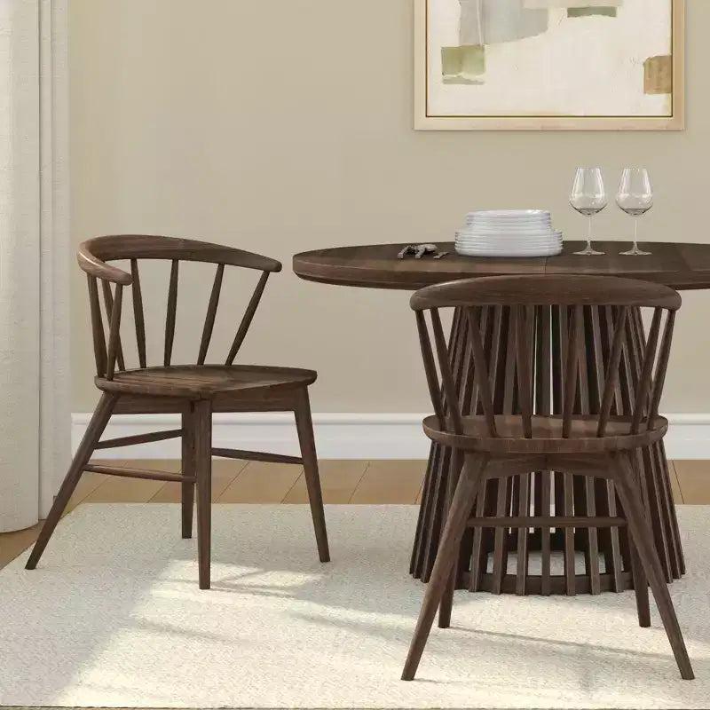 Plank+Beam Set of 2 Dining Chairs, Solid Wood Kitchen Chair