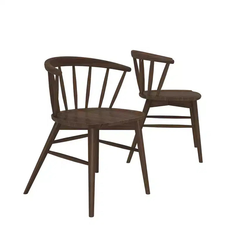 Plank+Beam Set of 2 Dining Chairs, Solid Wood Kitchen Chair