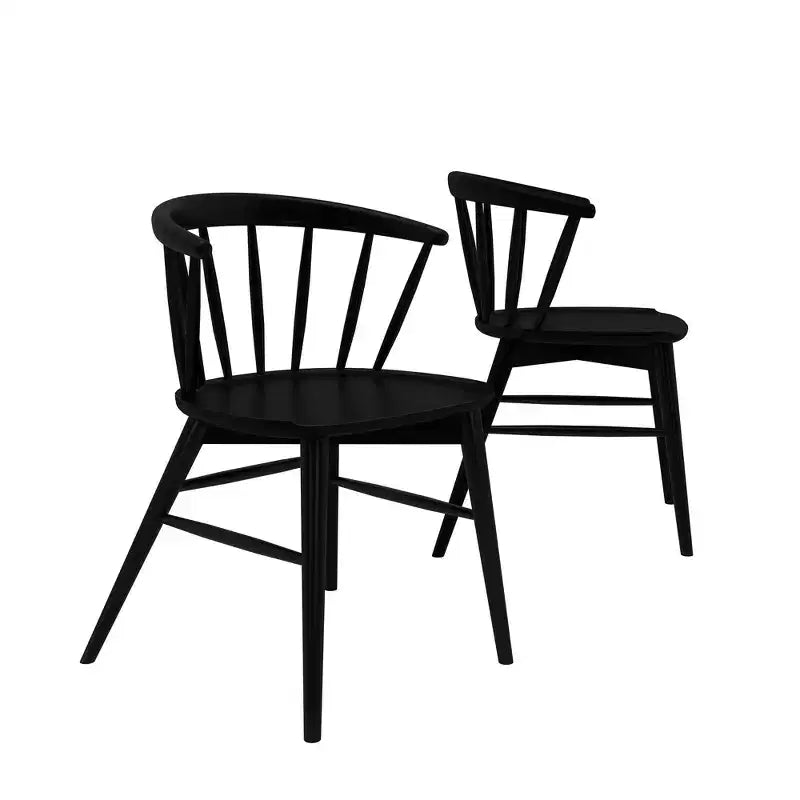 Plank+Beam Set of 2 Dining Chairs, Solid Wood Kitchen Chair