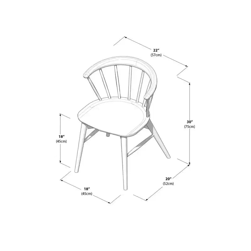 Plank+Beam Set of 2 Dining Chairs, Solid Wood Kitchen Chair