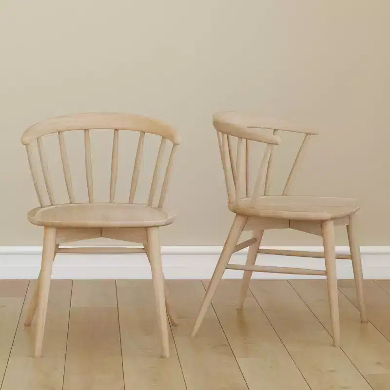 Plank+Beam Set of 2 Dining Chairs, Solid Wood Kitchen Chair