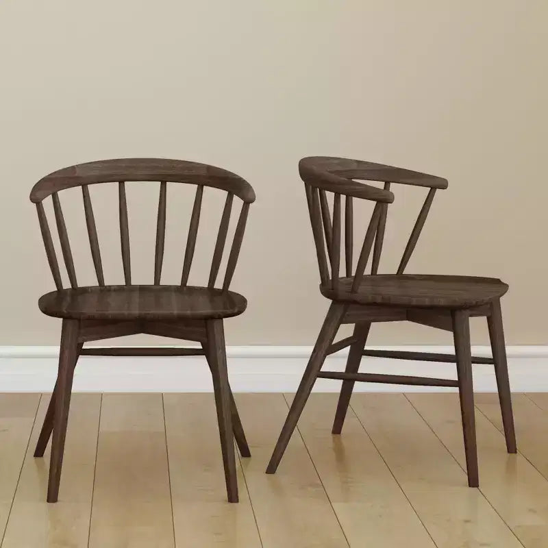 Plank+Beam Set of 2 Dining Chairs, Solid Wood Kitchen Chair