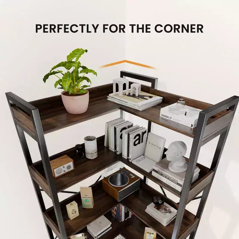 Hyleory L-Shape 5-Tier Bookshelf