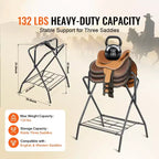 VEVOR Folding Saddle Rack, 28 x 19 x 37.5 in, 2 Packs Freestanding Horse Saddle Stand, Heavy Duty Steel Saddle Rack for English & Western Saddles