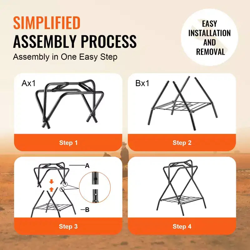 VEVOR Folding Saddle Rack, 28 x 19 x 37.5 in, 2 Packs Freestanding Horse Saddle Stand, Heavy Duty Steel Saddle Rack for English & Western Saddles
