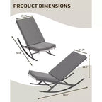 Outdoor Rocking Chairs Set of 2, Indoor Lounge Rocker Chair with Padded Cushion & Metal Frame & Rattan Seat, for Garden, Backyard, Lawn, Patio