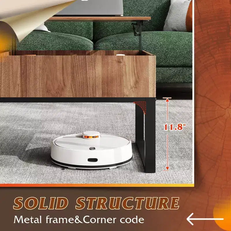 DEXYLLO Coffee Table Lift Top Wood Center Table for Living Room with Storage, Lifting Top, Sliding Cover and 2 Hidden Compartments, 40.9, Walnut Oak