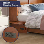 Mjkone Queen Size Murphy Bed Cabinet with USB Charging, Storage Drawer & Mattress