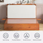 Mjkone Queen Size Murphy Bed Cabinet with USB Charging, Storage Drawer & Mattress