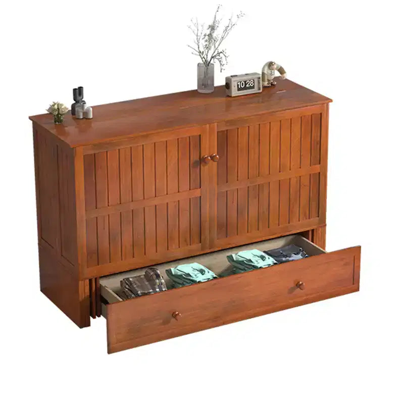 Mjkone Queen Size Murphy Bed Cabinet with USB Charging, Storage Drawer & Mattress