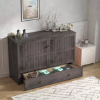 Mjkone Queen Size Murphy Bed Cabinet with USB Charging, Storage Drawer & Mattress