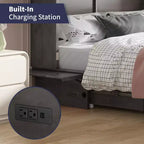 Mjkone Queen Size Murphy Bed Cabinet with USB Charging, Storage Drawer & Mattress