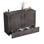 Mjkone Queen Size Murphy Bed Cabinet with USB Charging, Storage Drawer & Mattress