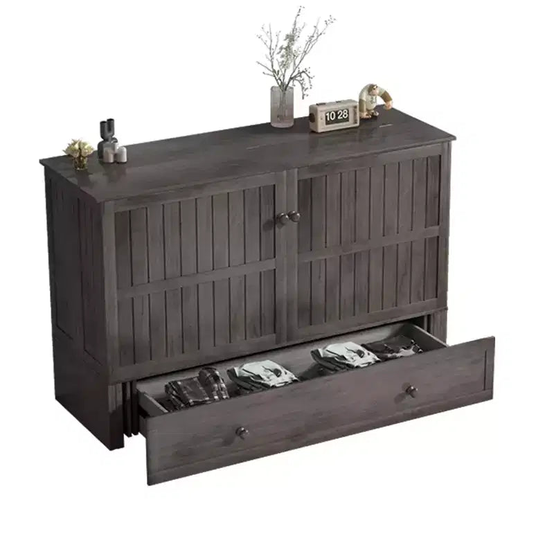 Mjkone Queen Size Murphy Bed Cabinet with USB Charging, Storage Drawer & Mattress