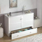 Mjkone Queen Size Murphy Bed Cabinet with USB Charging, Storage Drawer & Mattress
