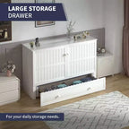 Mjkone Queen Size Murphy Bed Cabinet with USB Charging, Storage Drawer & Mattress