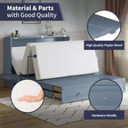 Mjkone Queen Size Murphy Bed Cabinet with USB Charging, Storage Drawer & Mattress