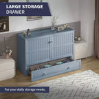 Mjkone Queen Size Murphy Bed Cabinet with USB Charging, Storage Drawer & Mattress