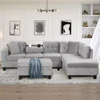 Whisen 105 L-Shaped Modern Sectional with Storage Ottoman & 2 Pillows