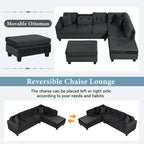 Whisen 105 L-Shaped Modern Sectional with Storage Ottoman & 2 Pillows