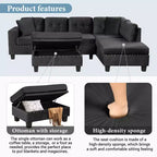 Whisen 105 L-Shaped Modern Sectional with Storage Ottoman & 2 Pillows