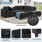 Whisen 105 L-Shaped Modern Sectional with Storage Ottoman & 2 Pillows