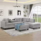 Whisen 105 L-Shaped Modern Sectional with Storage Ottoman & 2 Pillows
