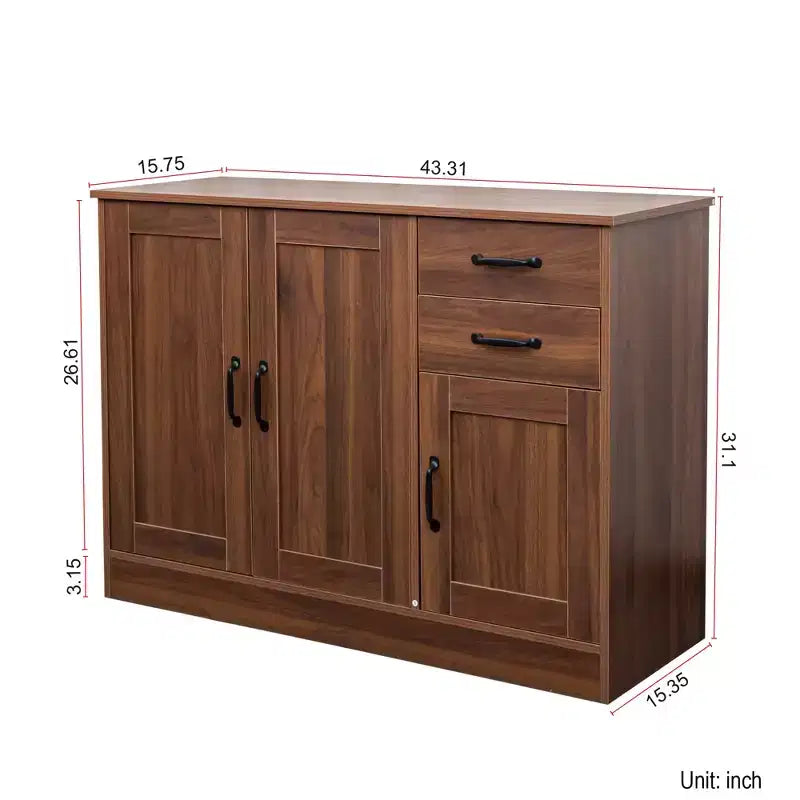 CLIHOME 3 Doors Modern Wood Buffet Sideboard, Entryway Serving Storage Cabinet, Dining Room Console
