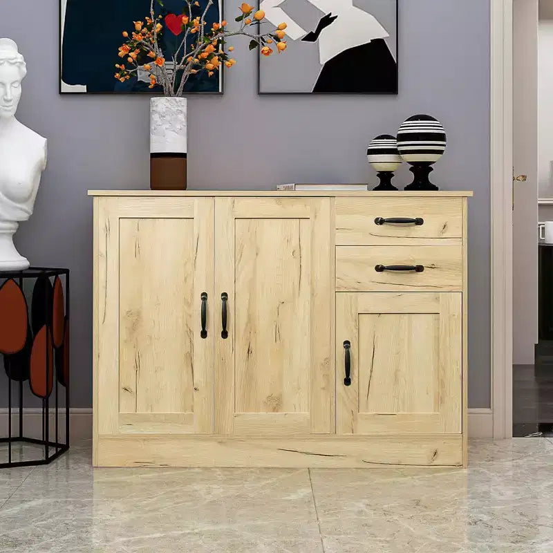 CLIHOME 3 Doors Modern Wood Buffet Sideboard, Entryway Serving Storage Cabinet, Dining Room Console