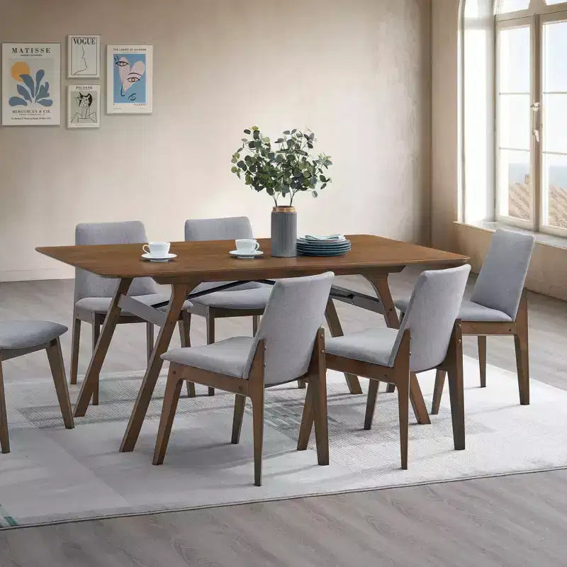 GDFStudio Lucia Modern Wood and Fabric Upholstered Dining Chair(Set of 2)