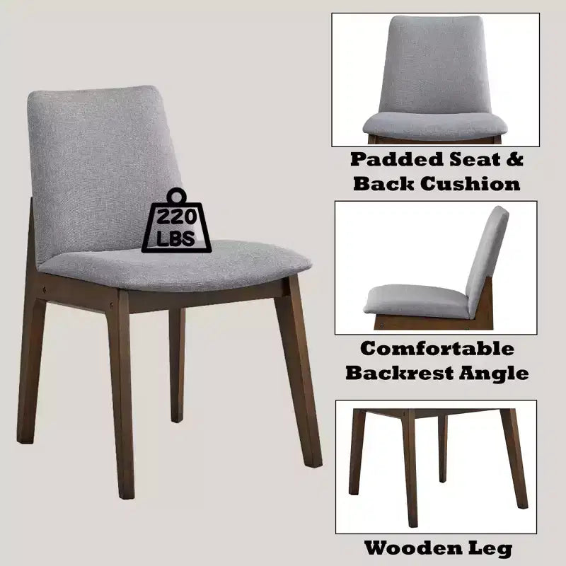 GDFStudio Lucia Modern Wood and Fabric Upholstered Dining Chair(Set of 2)