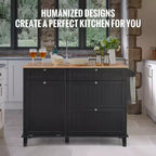 VEVOR Kitchen Island Cart, 50 Wood Top Breakfast Bar with Trash Cabinet Tilt Out 10 Gallon Storage, Farmhouse Dining Living Room Table