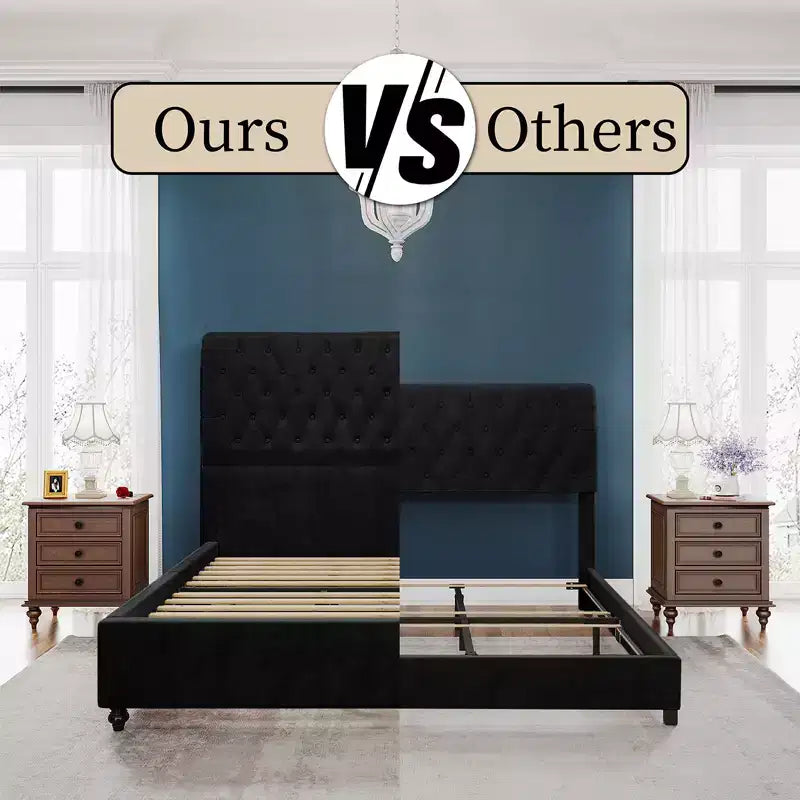 AMERLIFE Upholstered Platform Bed with 52.8'' Tall Sleigh Headboard