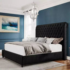 AMERLIFE Upholstered Platform Bed with 52.8'' Tall Sleigh Headboard