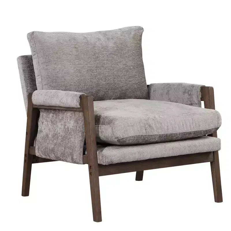 Okak Mid-Century Modern Velvet Accent Chair,Plush Armchair with Solid Rubber Wood Frame for Living Room,Bedroom,Office