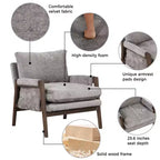 Okak Mid-Century Modern Velvet Accent Chair,Plush Armchair with Solid Rubber Wood Frame for Living Room,Bedroom,Office
