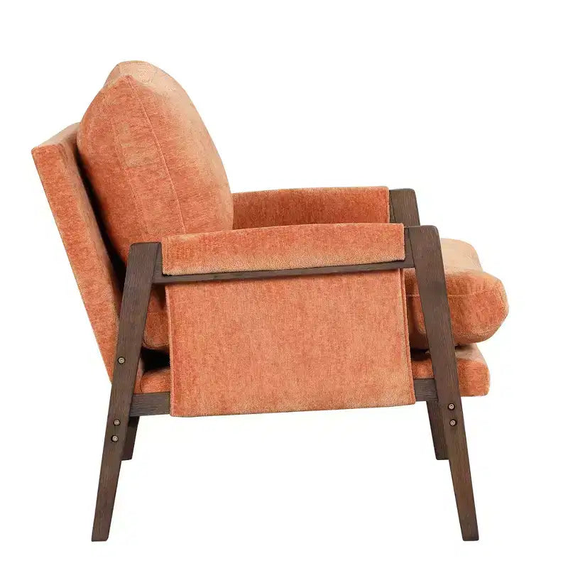 Okak Mid-Century Modern Velvet Accent Chair,Plush Armchair with Solid Rubber Wood Frame for Living Room,Bedroom,Office